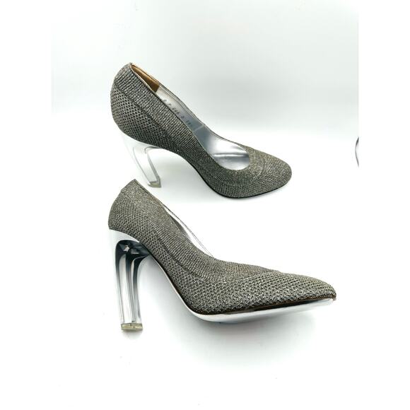 VALENTINO GARAVANI Silver Metallic stretch-knit pumps size EU 38.5 - Picture 14 of 14